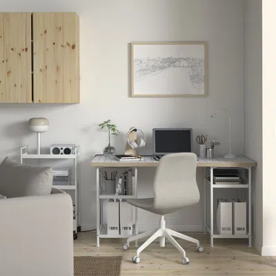 Ikea Lagkapten / Spänd Desk, White/anthracite, 55 1/8x23 5/8 "