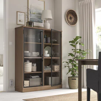 Ikea Lanesund Glass-door Cabinet, Gray-brown, 47 5/8x14 5/8x59 7/8 "