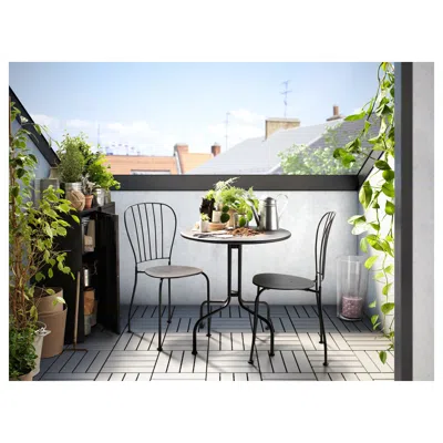 Ikea Läckö Table+2 Chairs, Outdoor, Läckö Gray, Table Diameter: 27 1/2 "