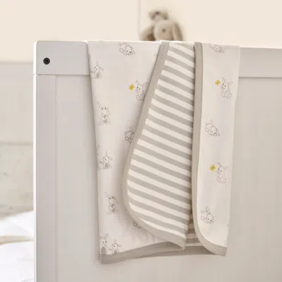 Ikea Len Baby Blanket, White Beige/bunny Pattern Stripe Pattern, 31 1/2x39 3/8 "