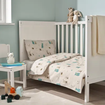 Ikea Len Duvet Cover 1 Pillowcase For Crib, Beige/bunny And Bear Pattern, 43 1/4x49 1/4/13 3/4x21 5/8 "