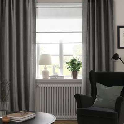 Ikea Lenda Curtains With Tie-backs, 1 Pair, Dark Gray/with Heading Tape, 55x98 "
