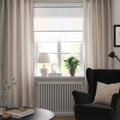 Ikea Lenda Curtains With Tie-backs, 1 Pair, Off-white/with Heading Tape, 55x84 "