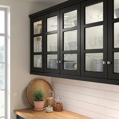 Ikea Lerhyttan Glass Door, Black Stained, 15x30 "