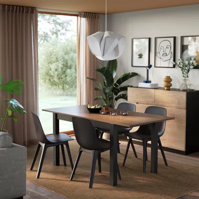Ikea Ålhult / Odger Table And 4 Chairs, Black-brown/anthracite, 47 1/4/66 7/8x31 1/2 "