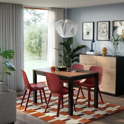 Ikea Ålhult / Odger Table And 4 Chairs, Black-brown/red, 47 1/4x31 1/2 "