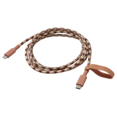 Ikea Lillhult Usb-c To Lightning, Pink/beige, 4 ' 11 " In Multi