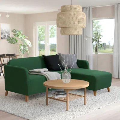 Ikea Linanäs Protector For 3-seat Sofa With Chaise, Vissle Dark Green