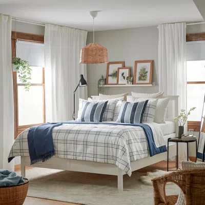 Ikea Linsnärja Comforter Set, Blue/white, Full/queen