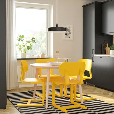 Ikea Lisabo / Lyckan Table And 4 Chairs, Ash Veneer/yellow Birch Veneer, 41 3/8 "