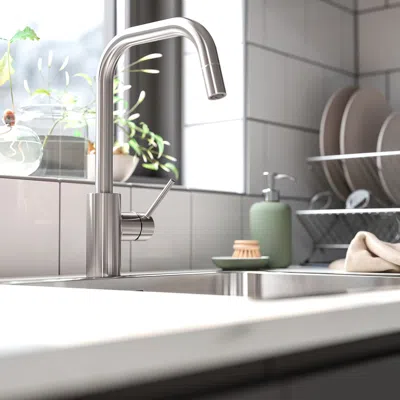 Ikea Älmaren Kitchen Faucet With Pull-out Spout, Stainless Steel Color, Height: 14 ¼ "
