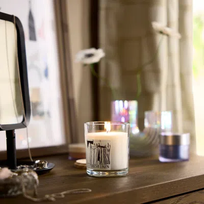 Ikea Lotsfågel Scented Candle In Glass With Lid, Fresh Linen White, 40 Hr