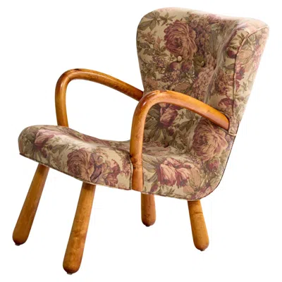 Pre-owned Ikea , Lounge Chair, Birch, Fabric, Sweden, 1950s In Brown