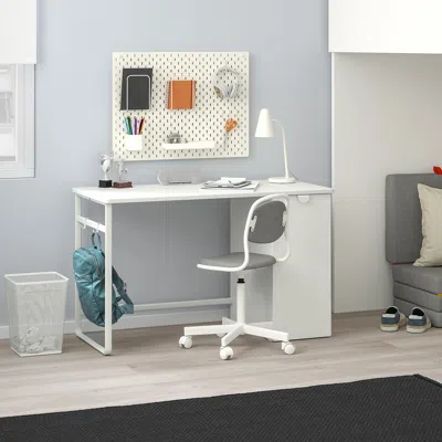 Ikea Lärande Desk With Pull-out Storage Unit, White, 47 1/4x22 7/8 "