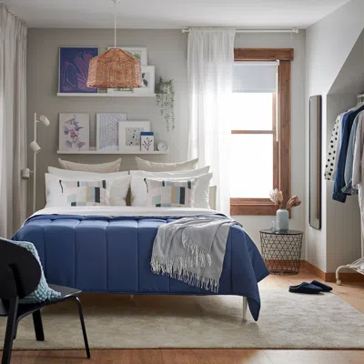 Ikea Låsbräken Comforter, Dark Blue, Full/queen