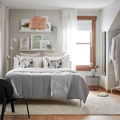 Ikea Låsbräken Comforter, Gray, Full/queen