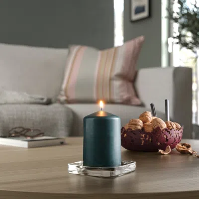 Ikea Lättnad Unscented Pillar Candle, Dark Gray-green, 4 "