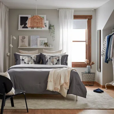 Ikea Luktjasmin Comforter Set, Dark Gray, King