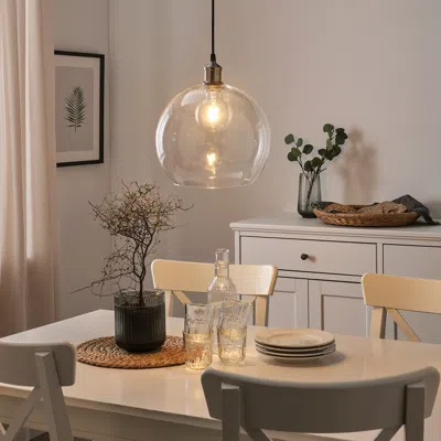 Ikea Lunnom Led Bulb E26 450 Lumen, Dimmable/globe Clear Glass, 4 "