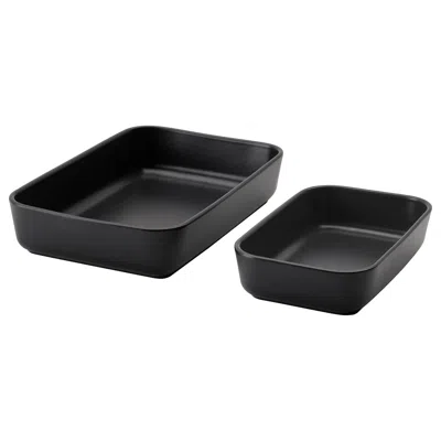 Ikea Lyckad Baking/serving Dish, Set Of 2, Dark Gray In Black