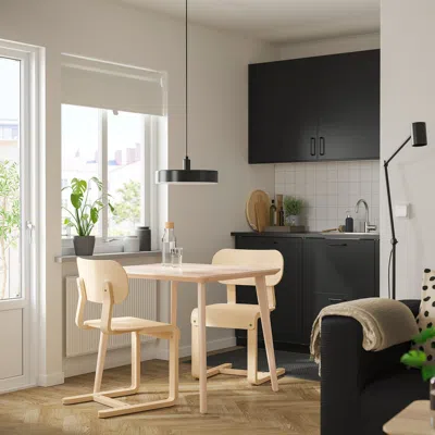 Ikea Lyckan Chair, Birch Veneer, Depth: 20 1/8 " In Nude