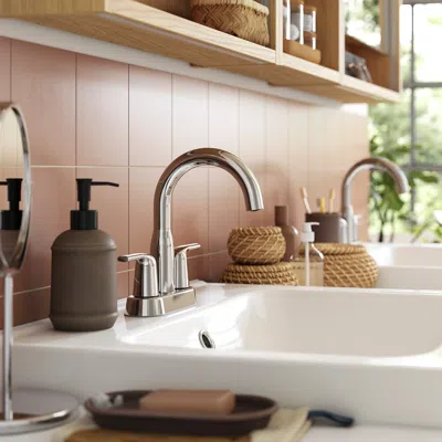 Ikea Macksjön Centerset Sink Faucet, Chrome Plated, 4 " In White