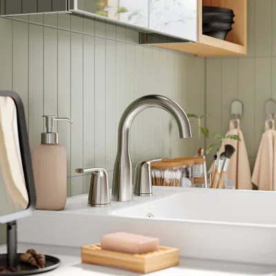 Ikea Macksjön Widespread Sink Faucet, Brushed Nickel, 8 " In Silver