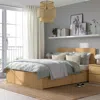 Ikea Malm High Bed Frame/4 Storage Boxes, Oak Veneer, King
