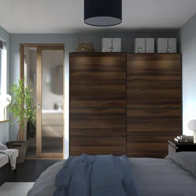 Ikea Mehamn 4 Panels For Sliding Door Frame, Dark Brown Oak Effect/oak Effect, 39 3/8x79 1/8 "