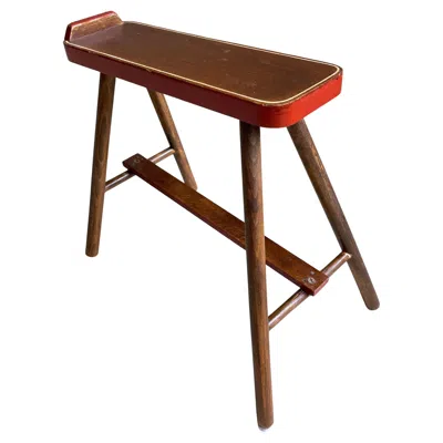 Pre-owned Ikea Mid Century Wooden Shoeshine Stool In Brown