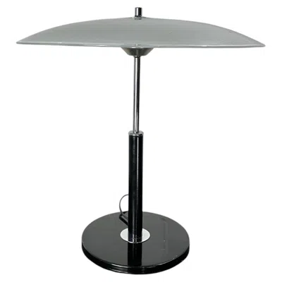 Pre-owned Ikea Mid-century Modern  Table Lamp With Glass Shade And Chrome Base In Transparent