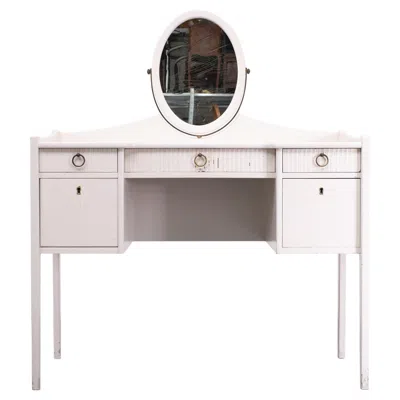 Pre-owned Ikea Mid-century Modern Vanity, Wood, Light Grey, Sweden, 1952 In Brown