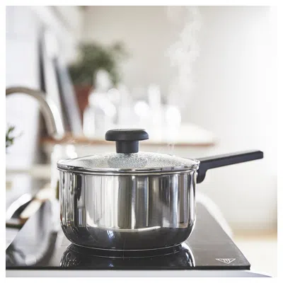 Ikea Middagsmat Saucepan With Lid, Non-stick Coating Clear Glass/stainless Steel, 2.1 Qt