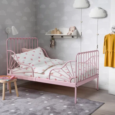 Ikea Minnen Ext Bed Frame With Slatted Bed Base, Light Pink, 38 1/4x74 3/4 "