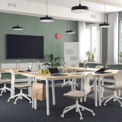 Ikea Mittzon Conference Table, Birch Veneer/white, 55 1/8x26 3/4x29 1/2 "