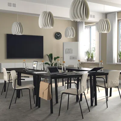 Ikea Mittzon Conference Table, Black Stained Ash Veneer/black, 47 1/4x26 3/4x29 1/2 "