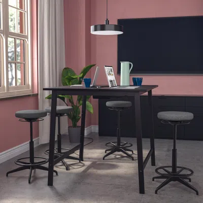 Ikea Mittzon Conference Table, Black Stained Ash Veneer/black, 55 1/8x42 1/2x41 3/8 "