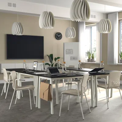 Ikea Mittzon Conference Table, Black Stained Ash Veneer/white, 47 1/4x26 3/4x29 1/2 "