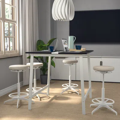 Ikea Mittzon Conference Table, Black Stained Ash Veneer/white, 47 1/4x42 1/2x41 3/8 "