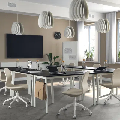 Ikea Mittzon Conference Table, Black Stained Ash Veneer/white, 55 1/8x26 3/4x29 1/2 "