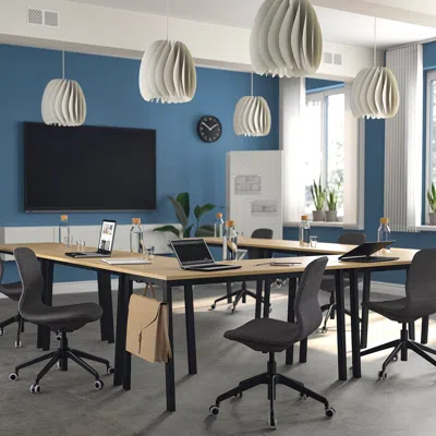 Ikea Mittzon Conference Table, Oak Veneer/black, 55 1/8x26 3/4x29 1/2 "
