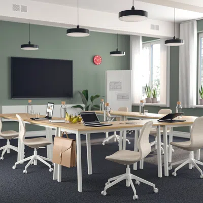 Ikea Mittzon Conference Table, Oak Veneer/white, 55 1/8x26 3/4x29 1/2 "