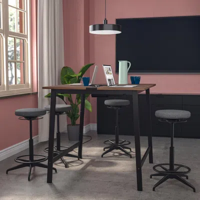 Ikea Mittzon Conference Table, Walnut Veneer/black, 55 1/8x42 1/2x41 3/8 "