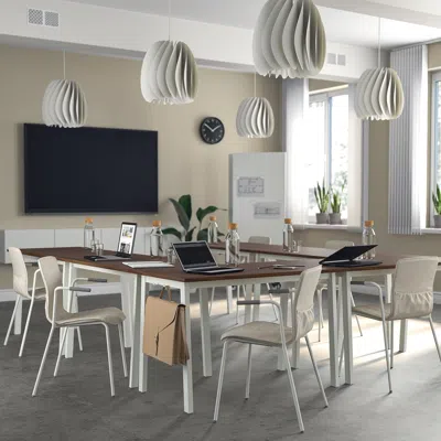 Ikea Mittzon Conference Table, Walnut Veneer/white, 47 1/4x26 3/4x29 1/2 "