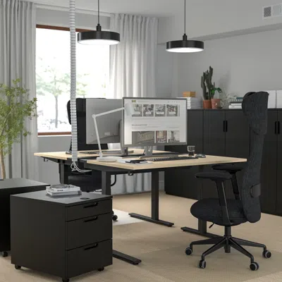 Ikea Mittzon Desk, Birch Veneer/black, 47 1/4x31 1/2 "