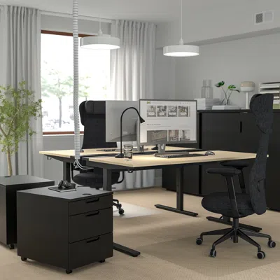 Ikea Mittzon Desk, Birch Veneer/black, 63x23 5/8 "
