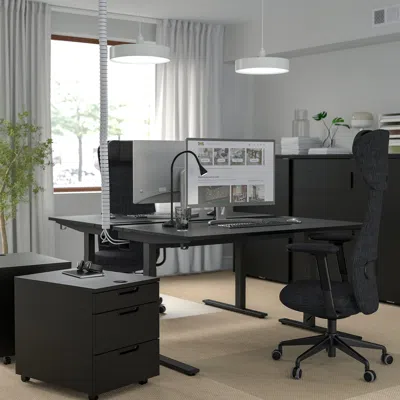 Ikea Mittzon Desk, Black Stained Ash Veneer/black, 55 1/8x23 5/8 "