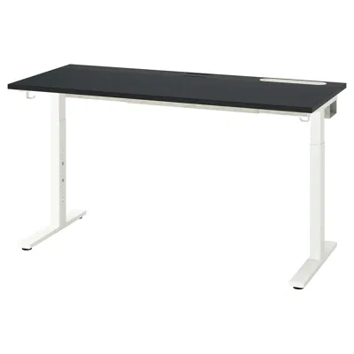 Ikea Mittzon Desk, Black Stained Ash Veneer/black White, 55 1/8x23 5/8 "