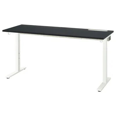 Ikea Mittzon Desk, Black Stained Ash Veneer/black White, 63x23 5/8 "