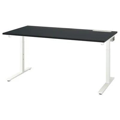 Ikea Mittzon Desk, Black Stained Ash Veneer/black White, 63x31 1/2 "